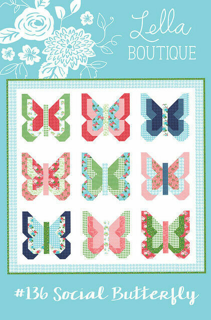 Quilt Pattern SOCIAL BUTTERFLY Moda LELLA BOUTIQUE Fat Qtr Friendly GOOSEBERRY
