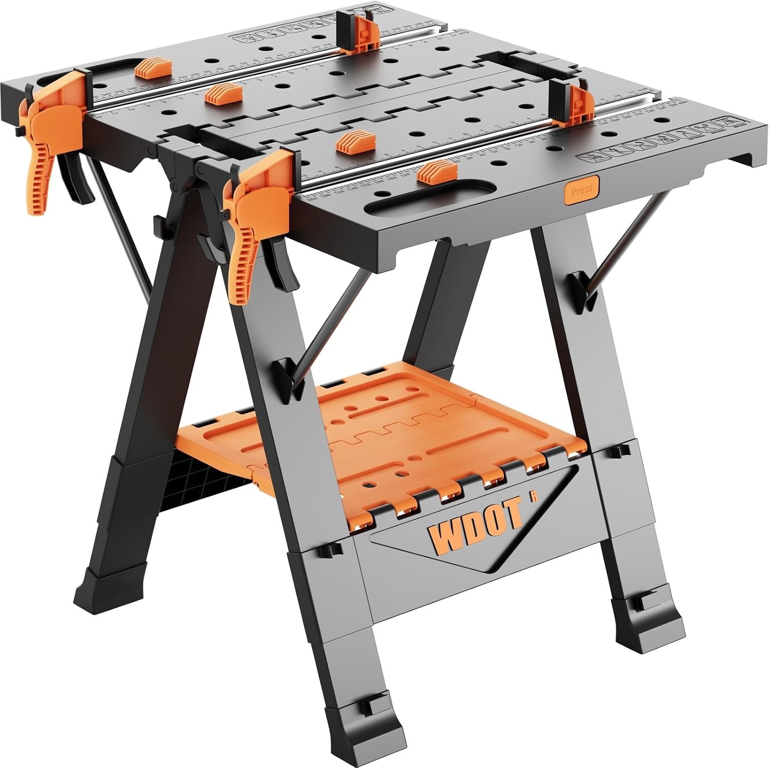 Work Bench Table 2 in 1 Portable Folding Workbench Garage Sawhorse 500lbs Mobile