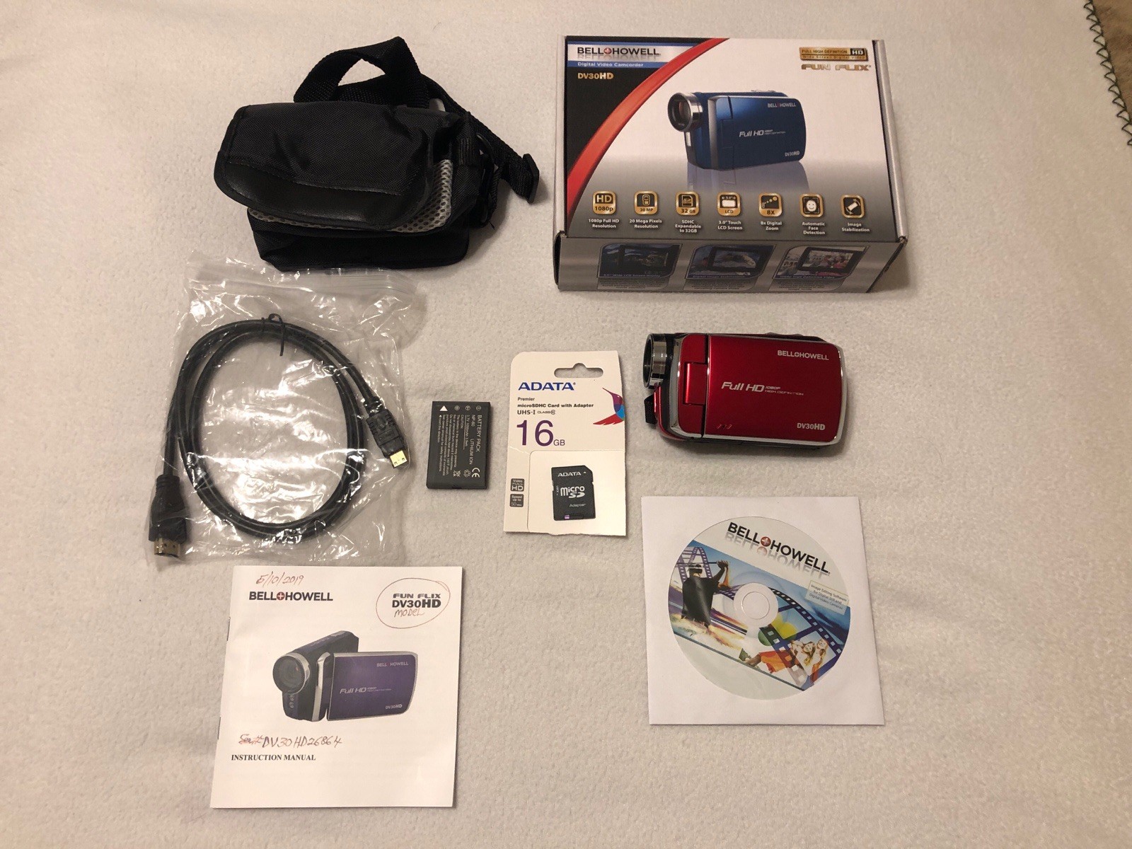 Bell and Howell DV30HD 20 MP 1080P Camcorder +  Memory Card- Fun Flix Red - NICE