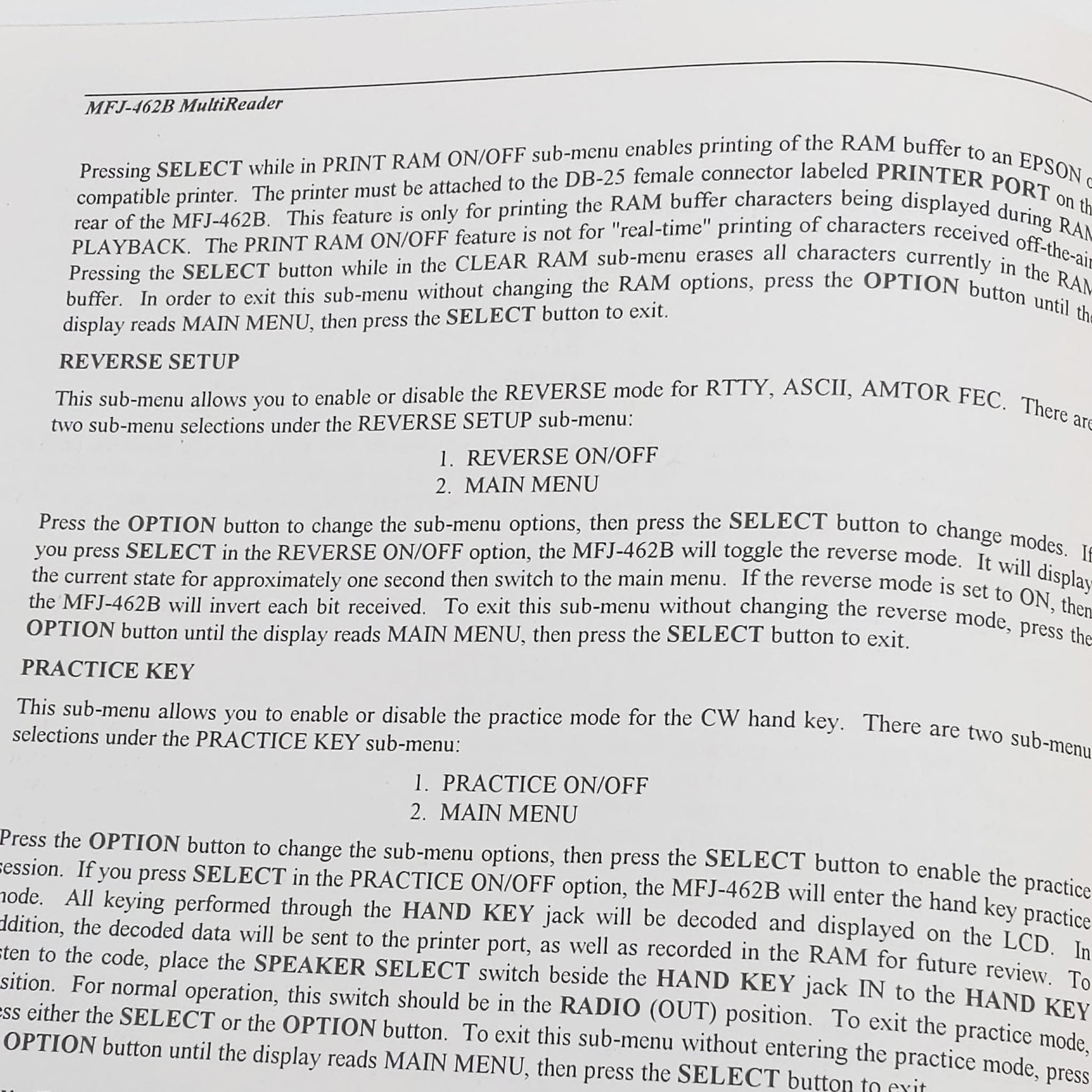 MFJ-462B MultiReader V. 2C Original Manual