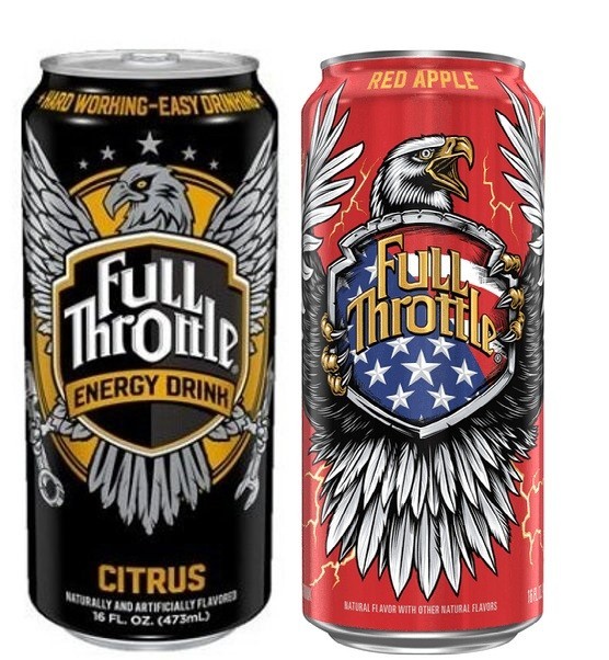 Full Throttle Energy Drink - 16 ounce (Pack of 16) Original(Citrus), Red Apple.