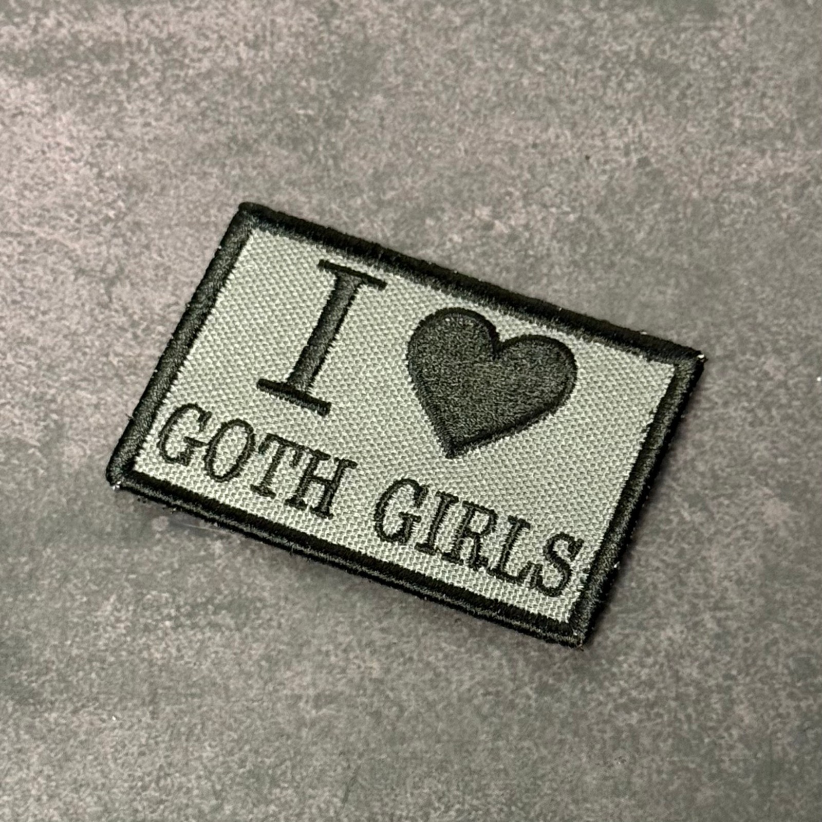 I Love Goth Girls Funny Morale Patch, 2x3" | VELCRO® Brand Hook Fastener