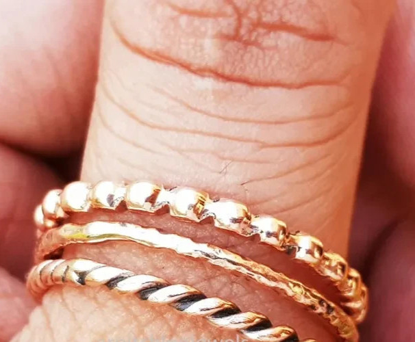 Solid Copper Minimalist Healing Handmade Unisex Ring, Stackable rings Set of 3