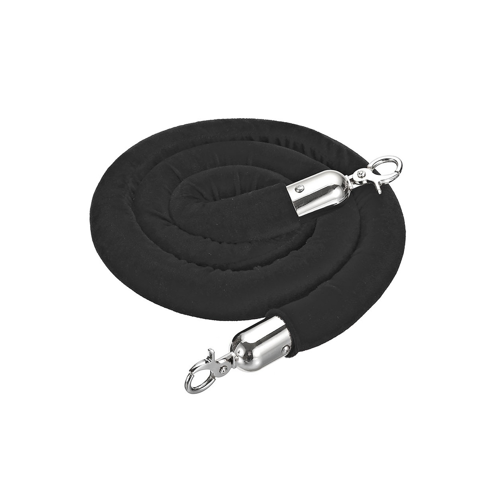 5 Feet Black Velvet Stanchion Rope Silver Crowd Control Barrier Rope, 2pcs