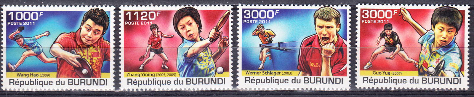 W BURUNDI 0976-979 TENNIS TABLE CHAMPIONS