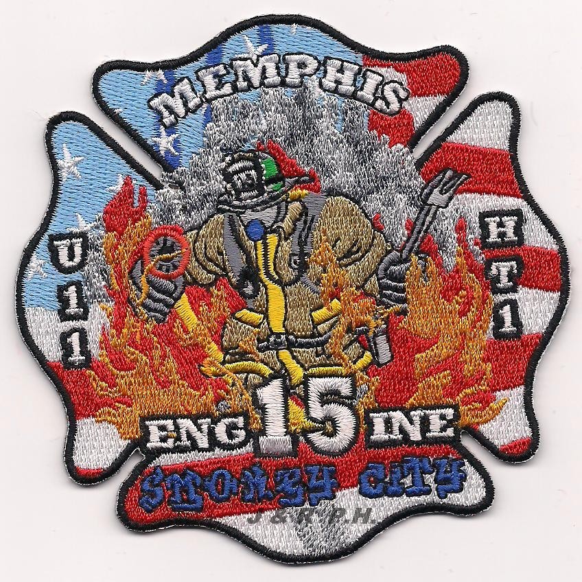Memphis  Engine-15 / HT-1 / Unit-11 , Tennessee (4" x 4" size) fire patch