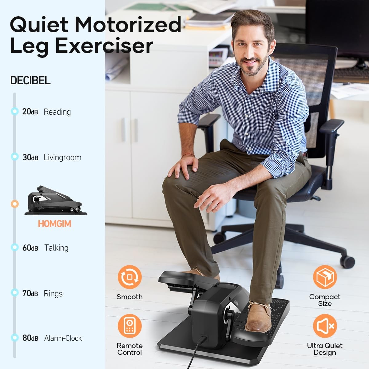 Under Desk Elliptical Machine - Quiet Motorized Leg Exerciser with Smart Remo...