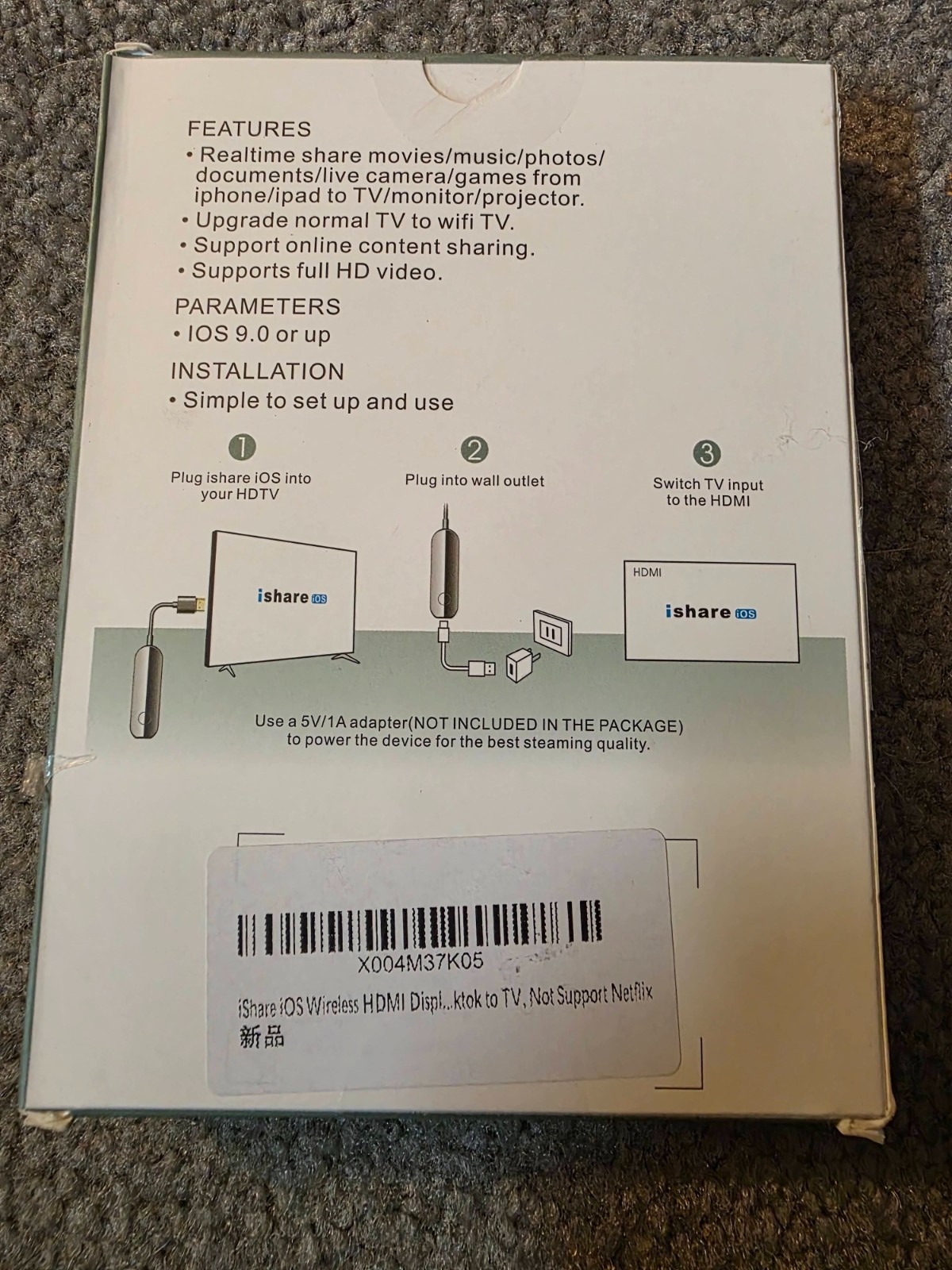 1080P iShare iOS Wireless Display Adapter, Streaming Device for iPhone to TV