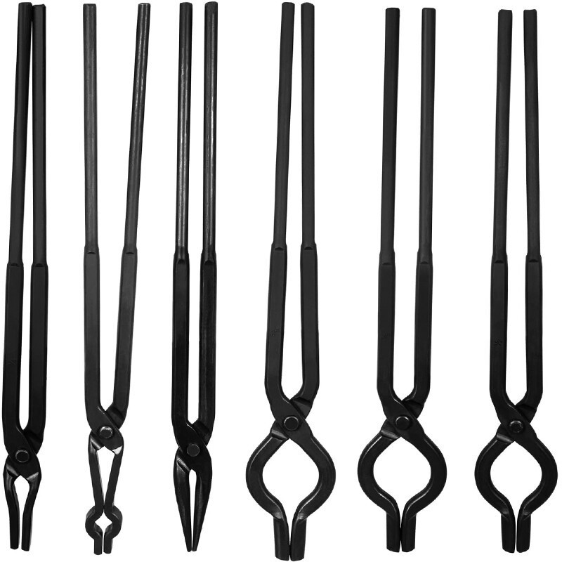 Beginner blacksmith tongs Forge Tong Tools, Flat Jaw,Pick Up,Scroll,V-Bit Tongs