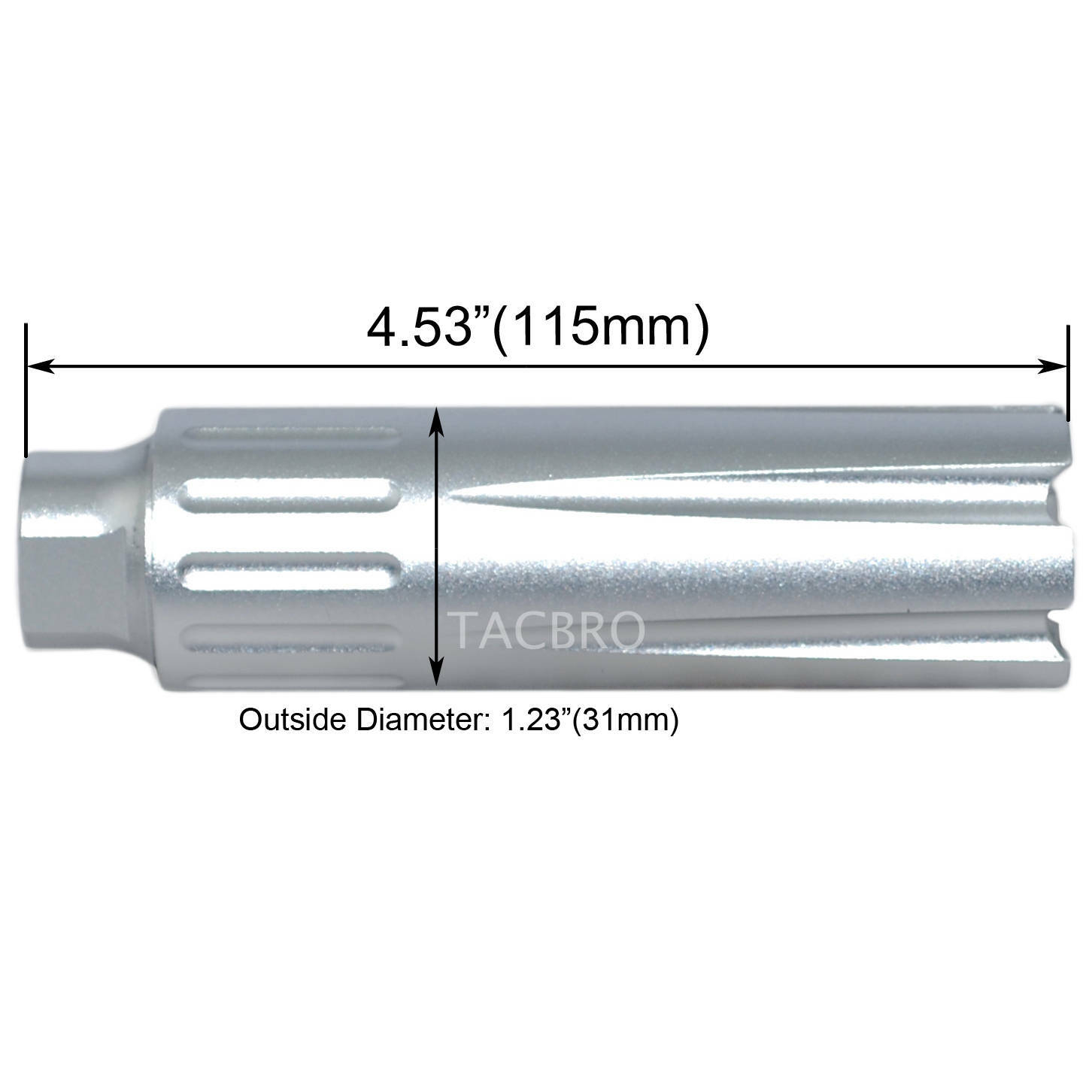 Silver 4.5" 5/8x24 Linear Comp Anodized Aluminum F .308 300Blackout