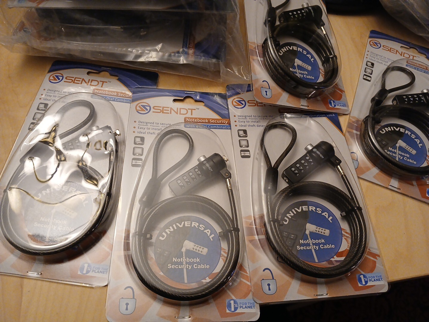 Lot of 5 Sendt Notebook Universal Security Cable Lock 4-Dial Combination Black