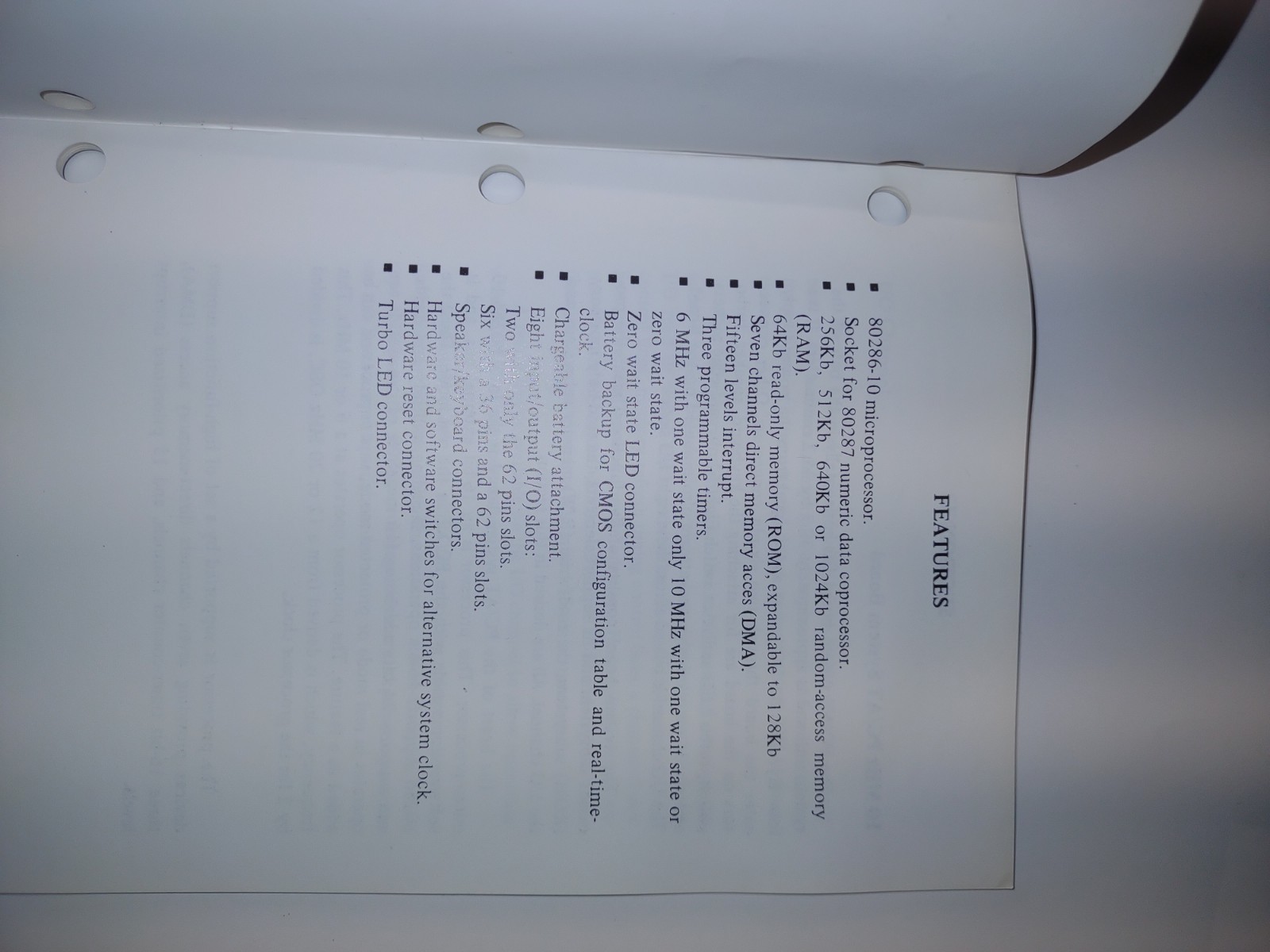 286 Motherboard Card Documentation SAM/10-II ACM-2031 Standard PC/AT User Guide