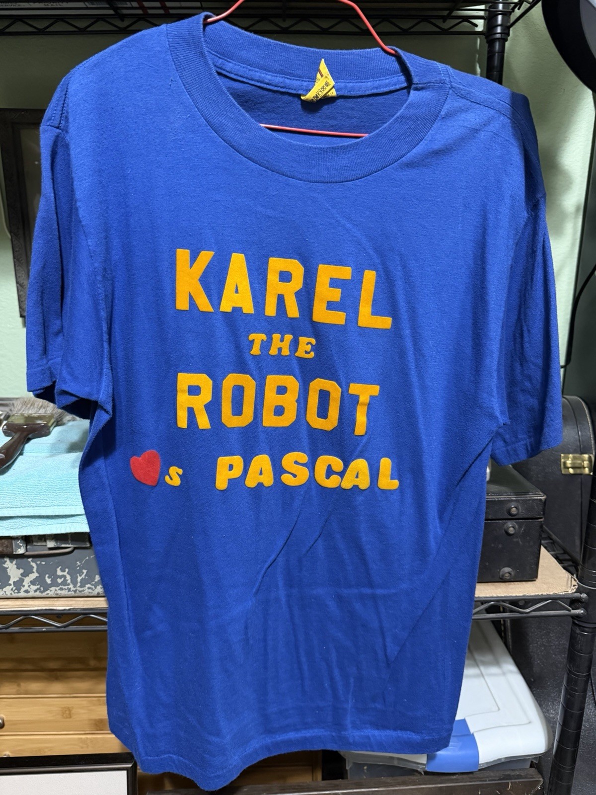 Vintage 80s Karel The Robot Loves Pascal Computer Programming T Shirt L USA