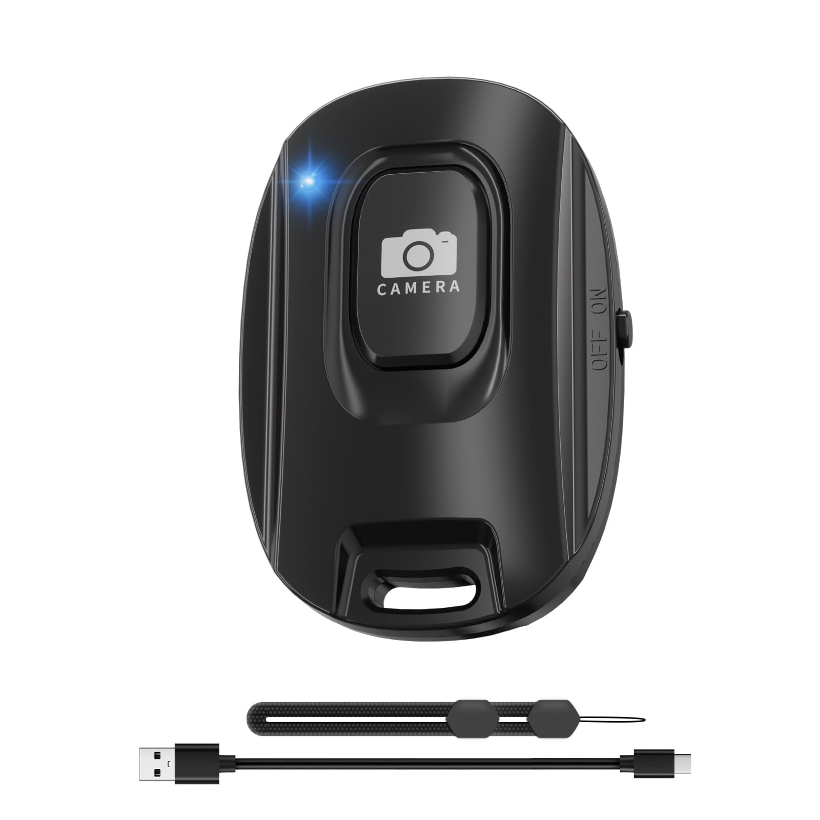 Rechargeable Wireles Camera Remote Bluetoth Selfi Shutter iPhone Android w/Strap