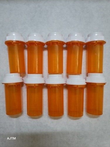 10 Pack, 10 Dram Tab Lock Reversible Pill Herb Vials Bottles w/lids, Amber