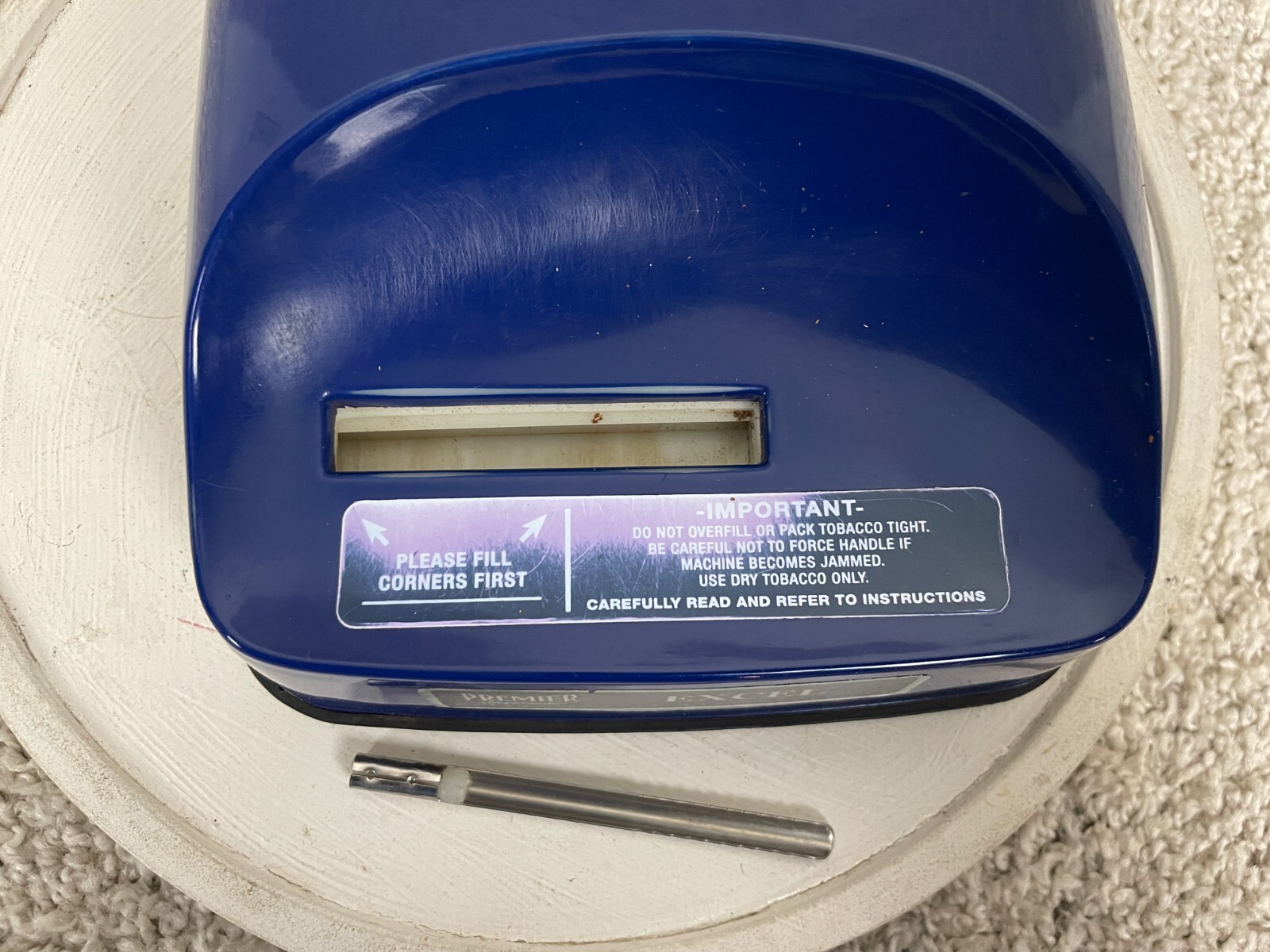 Premier Supermatic Excel Cigarette Making Machine w/ Manual 6"x2.5 Blue