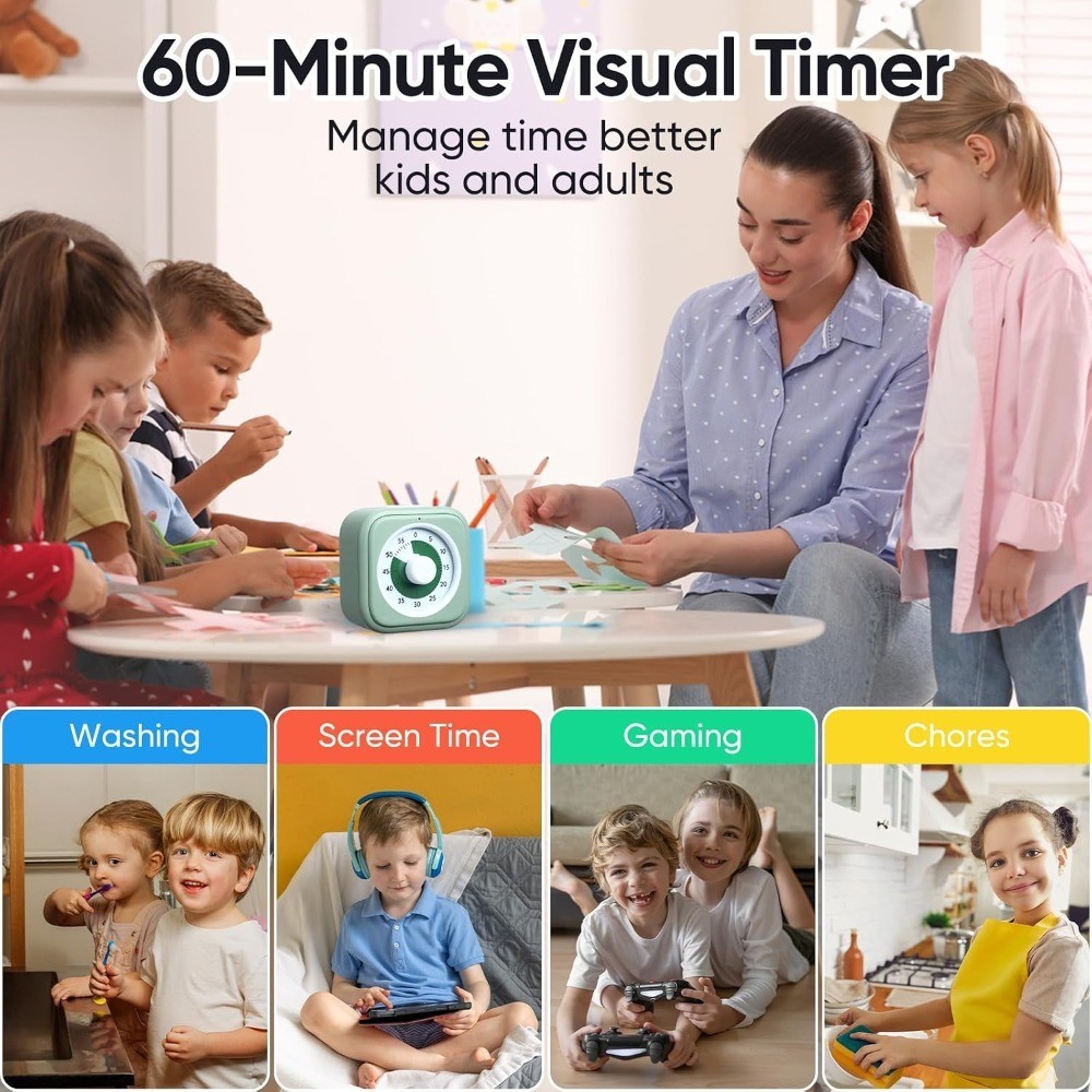 60 Minute Visual Timer for , Silent Countdown Clock, Time Management Tool