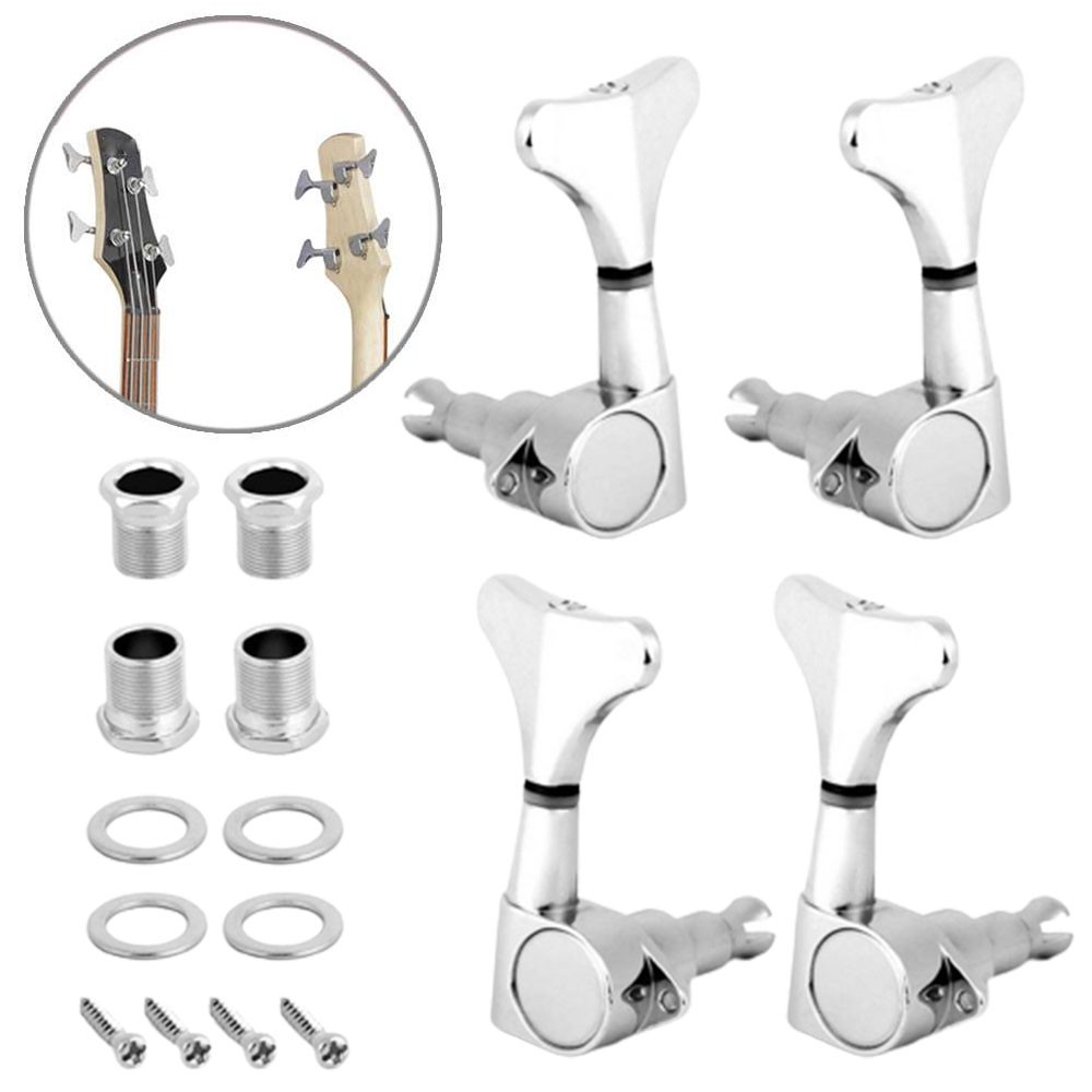 4 String 2R2L Bass Guitar Tuning Pegs Sealed Tuner Machine Heads Zinc Alloy