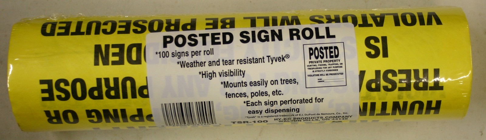 100 Ct. Roll Tyvek POSTED PRIVATE PROPERTY SIGNS