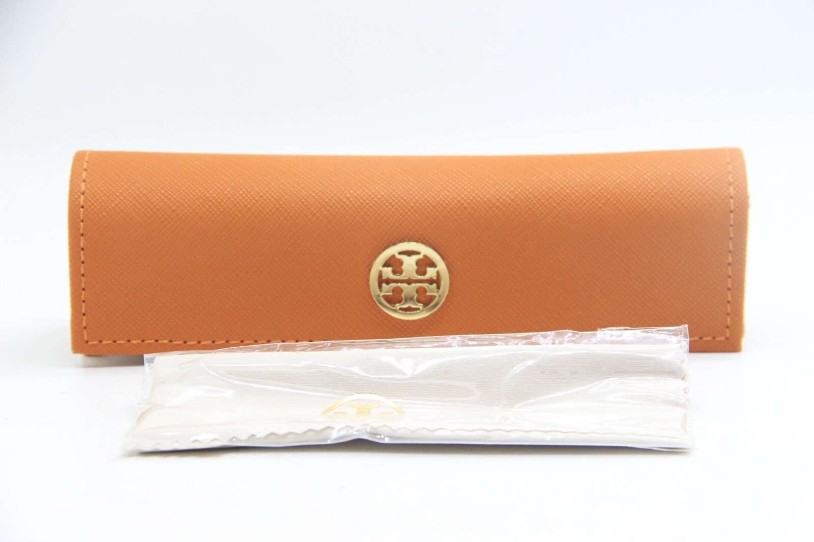NEW TORY BURCH ORANGE SMALL AUTHENTIC EYEGLASSES CASE W/CLOTH