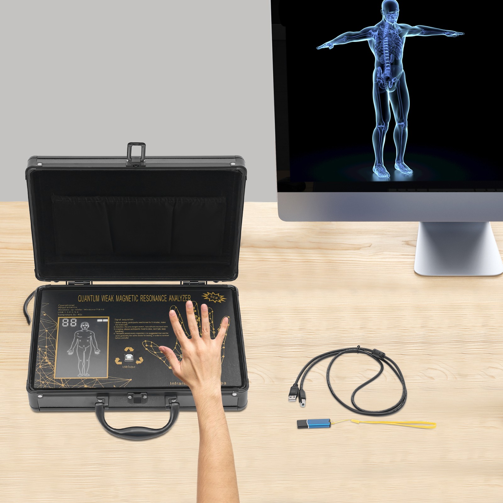 Hand Touch Sensor Quantum Equipment For Full-Body Health Detected Analyzer Black