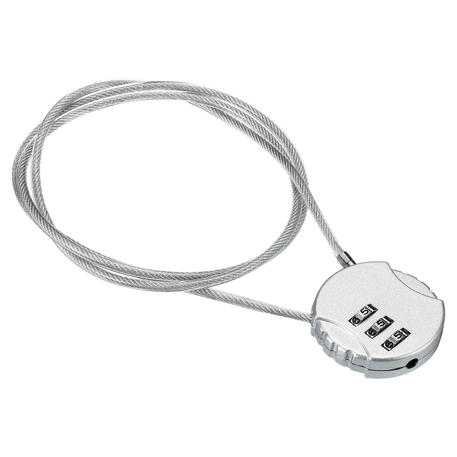 Small Combination Block 31.4", 1pc 3 Digit Luggage Lock, Silver Tone