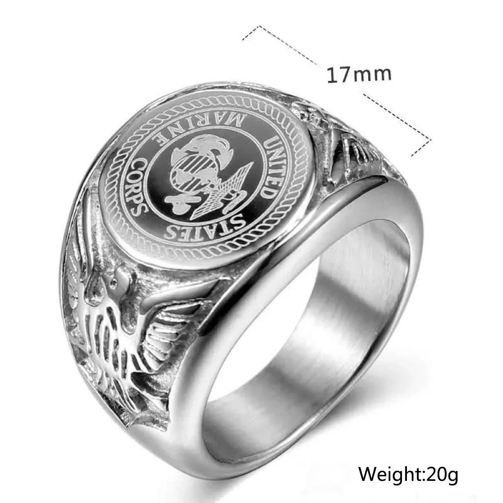 Usa Military Ring United States Marine Corps Us Army Men Signet Stainless Steel