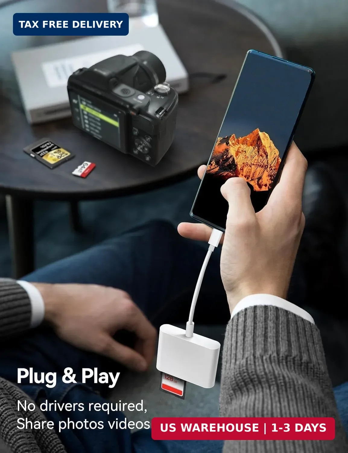 USB C SD Card Reader for iPhone 17/16/15 Series, USB C to Micro SD Memory Card A