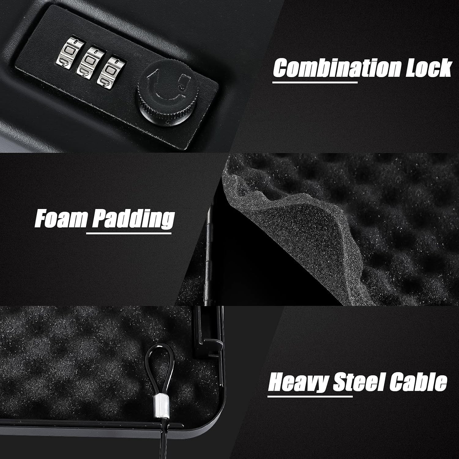Portable Gun Safe Lock Box for Pistols Handgun Case Combo Lock Home Car Travel