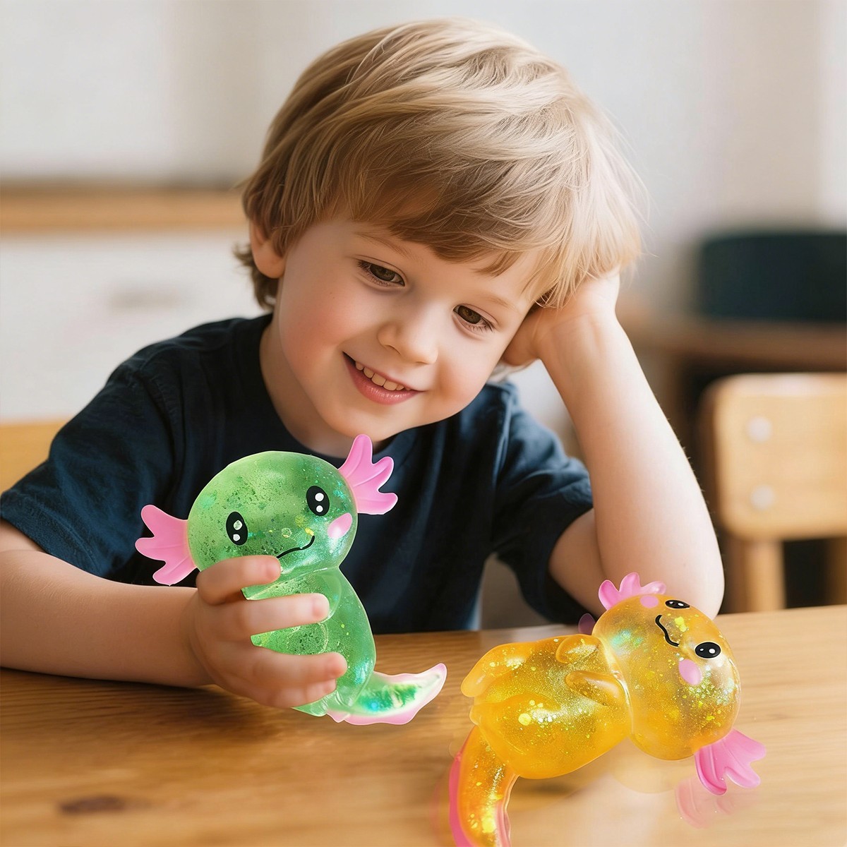 Axolotl Squishy Stress Relief Toy Glitter Cute Malt Sugar Fidget Toys for Kids