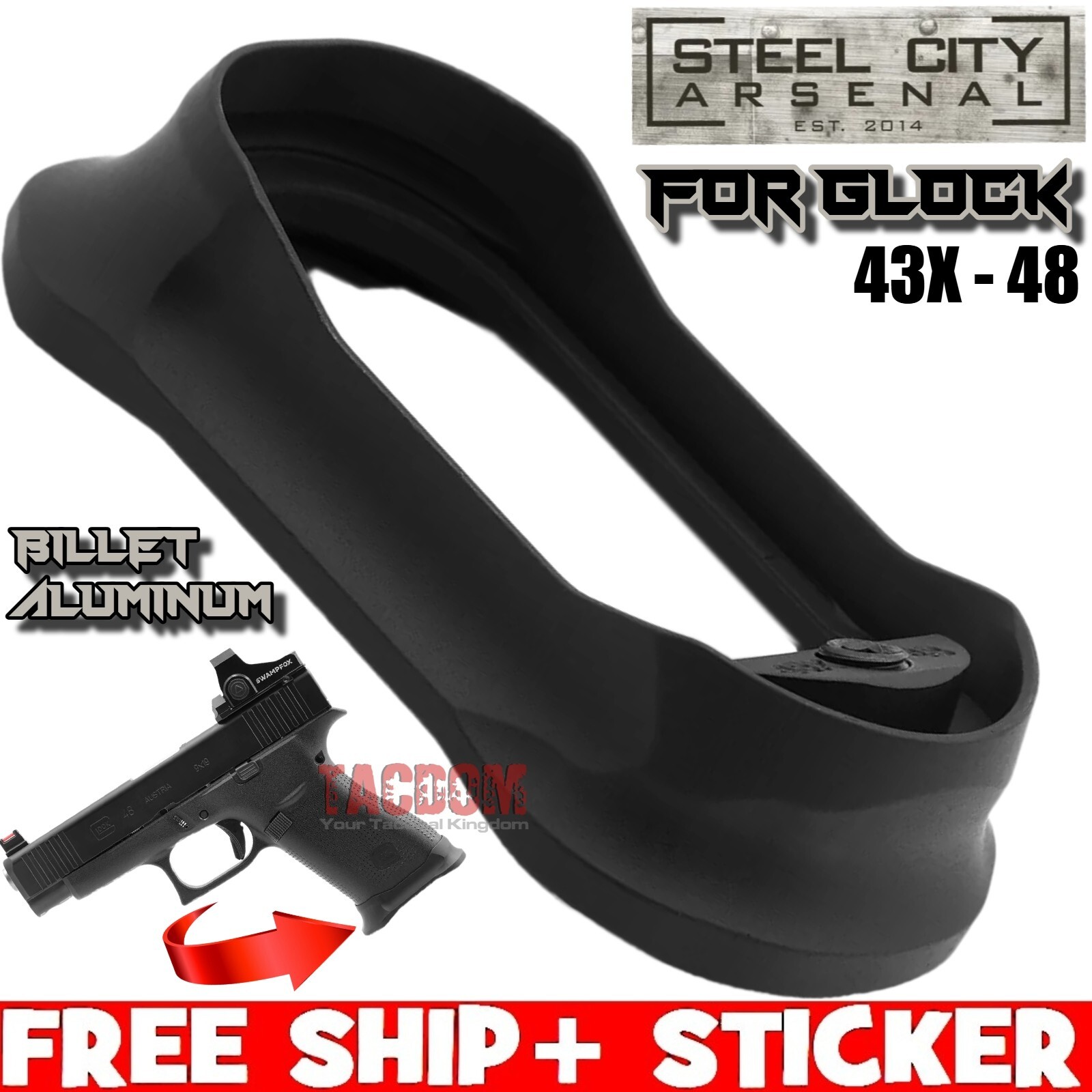 STEEL CITY for GLOCK 43X 48 ENHANCED MINOR BLEMISH MAGWELL BLACK Aluminum GEN 5