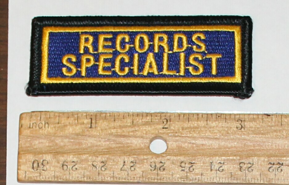 CALIFORNIA POLICE SHERIFF Records Specialist Tab patch California PD SD Civilian