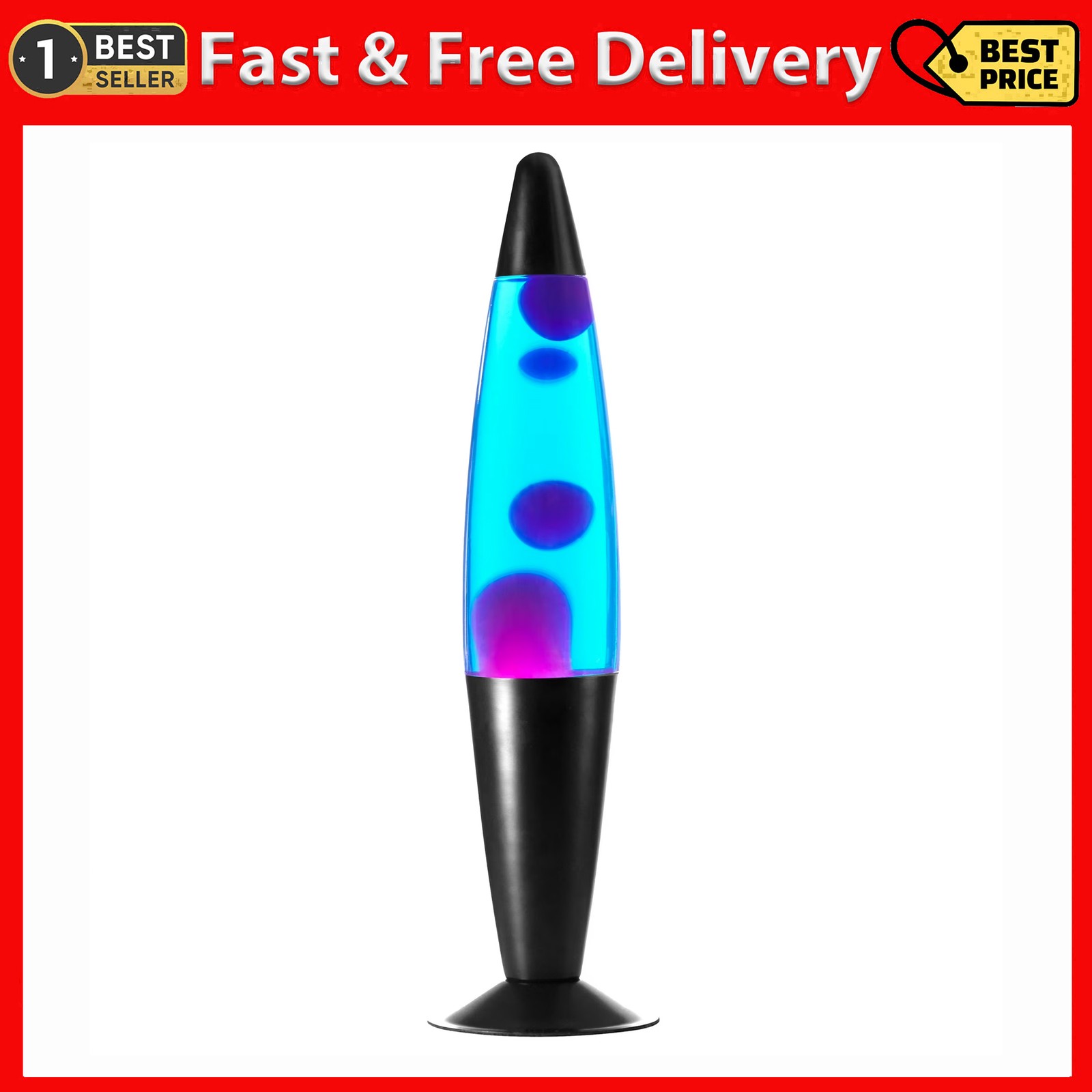 , 16" Rainbow Lava Motion Volcano Lamp, White Wax, Rainbow Painted Me