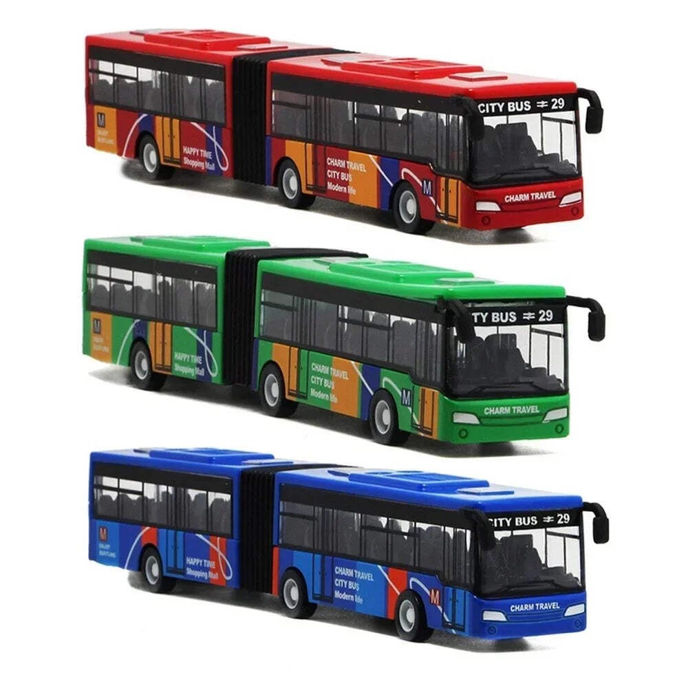 1/64 Diecast Alloy City Bus Pull Back Cars Kids Toy Car Inertia Vehicle Model To