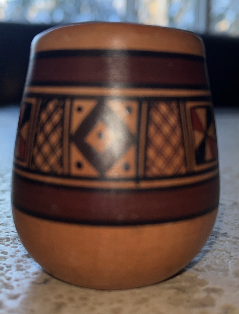 Peruvian Cusco Pottery Terracota 6 Cups Porcelain Inca Geometric Pattern Peru