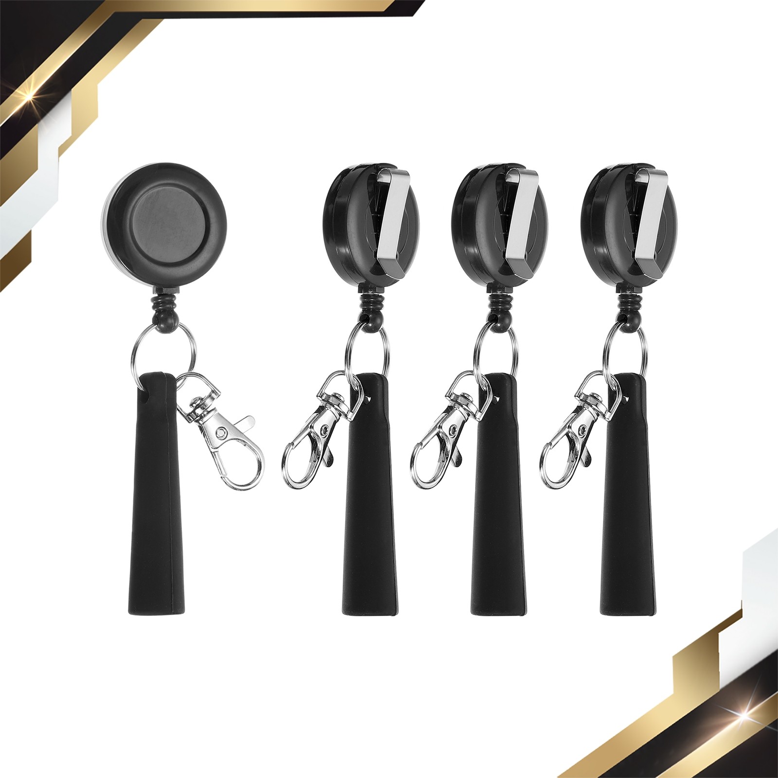 4 x Retractable Pen Holder Pull Pen Pencil Holder Elastic Silicone Black