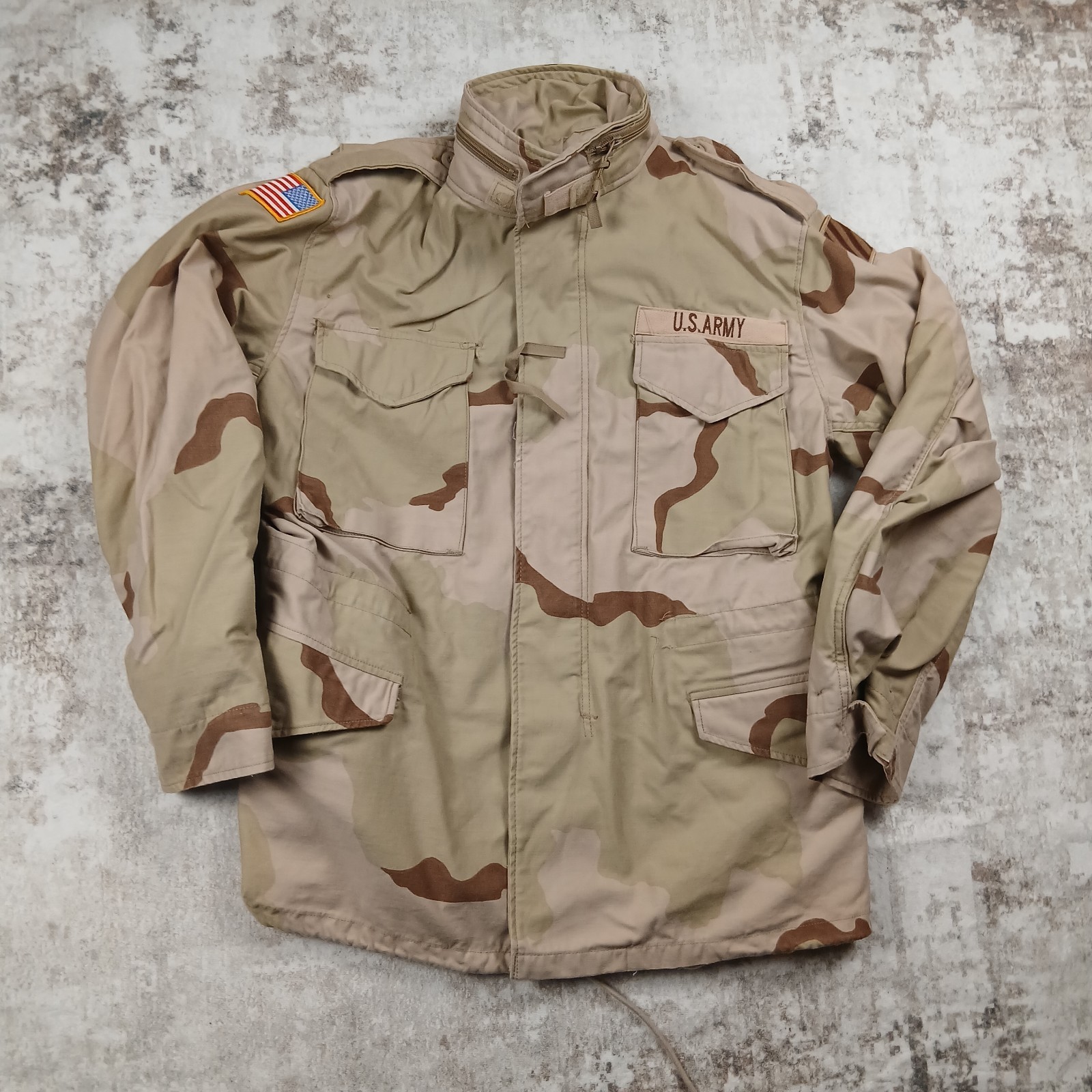 Vintage 90s US Army M-65 Field Jacket Mens Medium Regular Desert Camouflage Coat