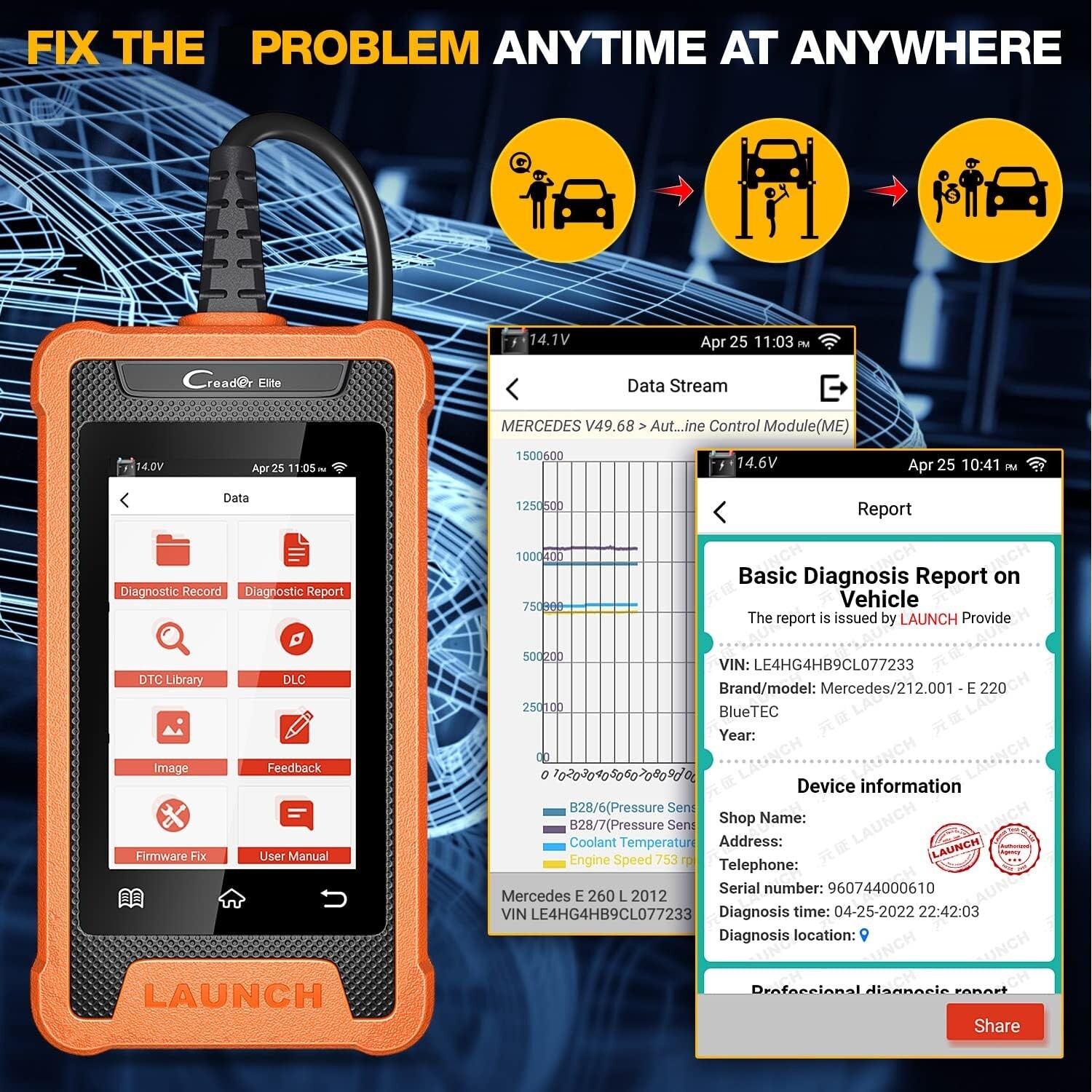 LAUNCH Creader Elite for Nissan OBD2 Car Diagnostic Scanner ECU Key Coding IMMO