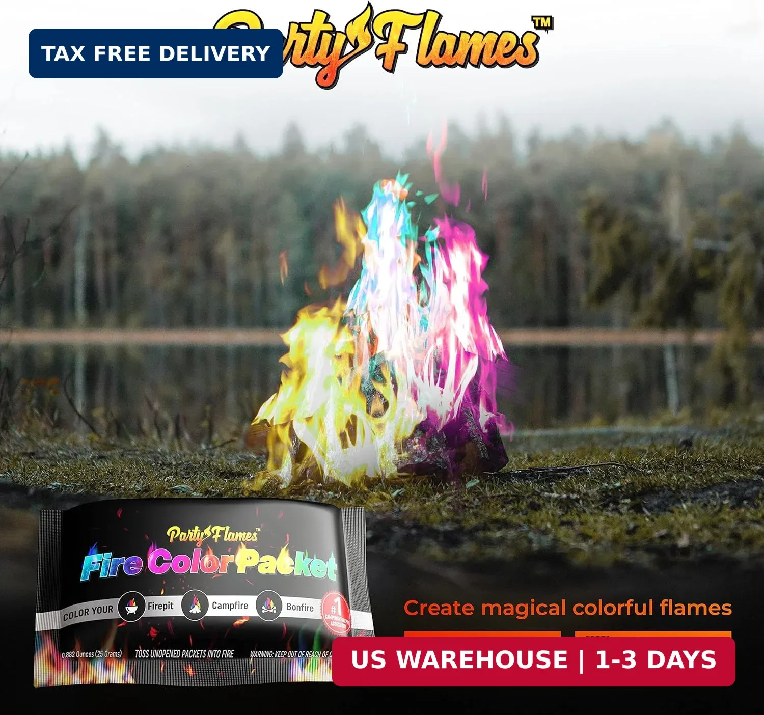 Magic Campfire Fire Color Changing Packets for Fire Pit (25 Pack) Outdoor Firepl