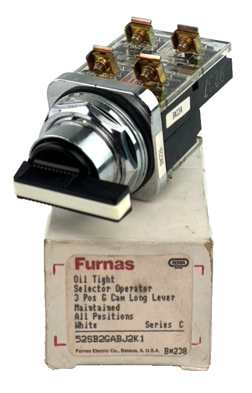 Furnas 52SB2GABJ2K1 Oil Tight Selector Switch Operator 3 Pos Long Lever — NIB