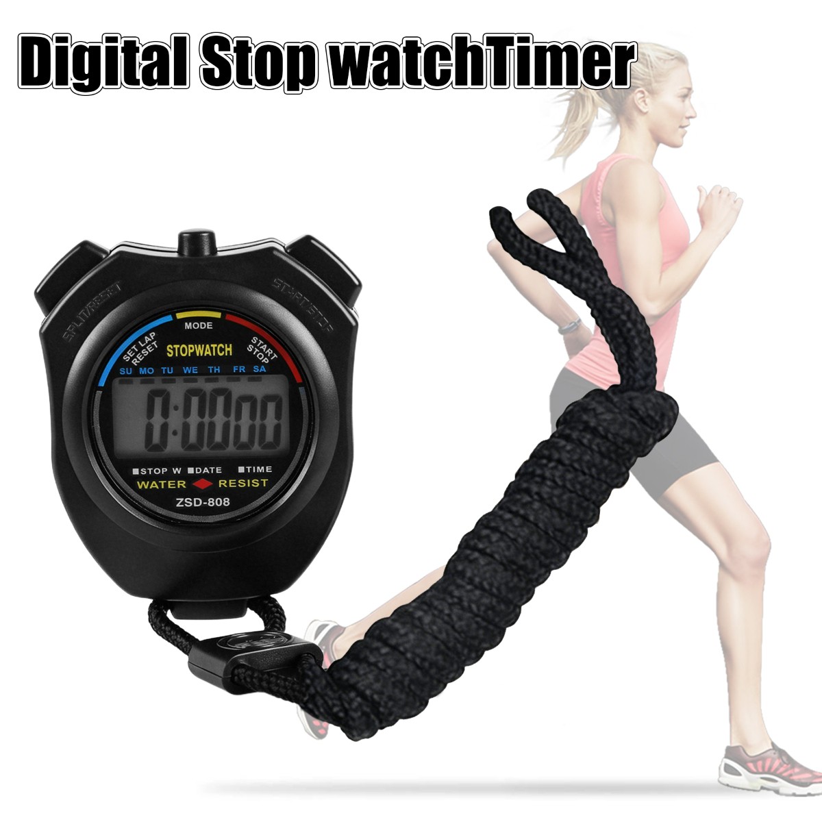 2x Multi-Function Electronic Digital Sport Stopwatch Timer, Large Display & Date