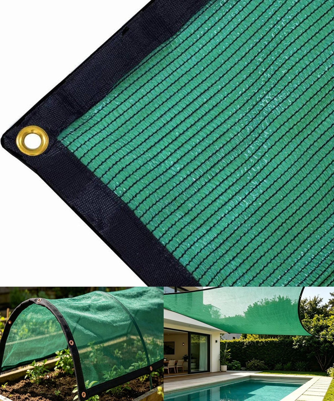 70% Green Shade Cloth with Grommets, 20 FT X 10 FT Heavy Duty HDPE Shade Cove...