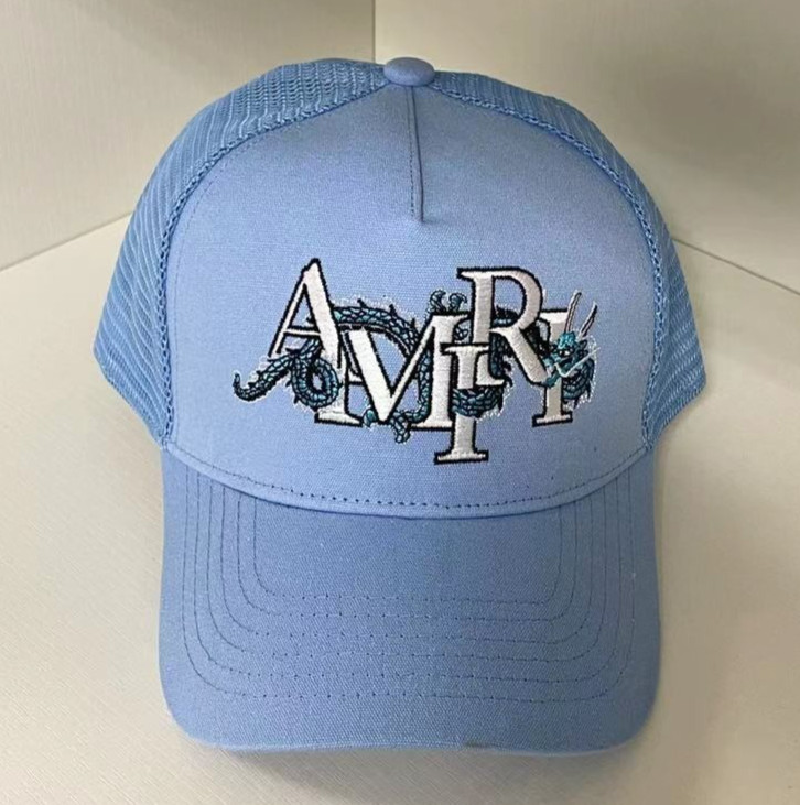 blue AMIRI men's and women's baseball caps, sports ball caps, truck driver caps