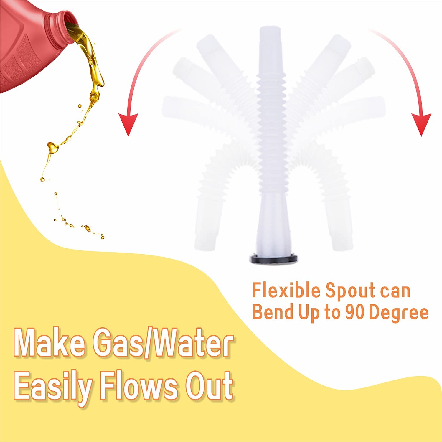 Replacement Gas Can Spouts Improved Design Flexible Pour Nozzle for White