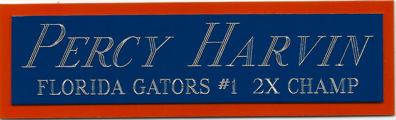 PERCY HARVIN FLORIDA NAMEPLATE AUTOGRAPHED Signed Helmet Jersey FOOTBALL PHOTO