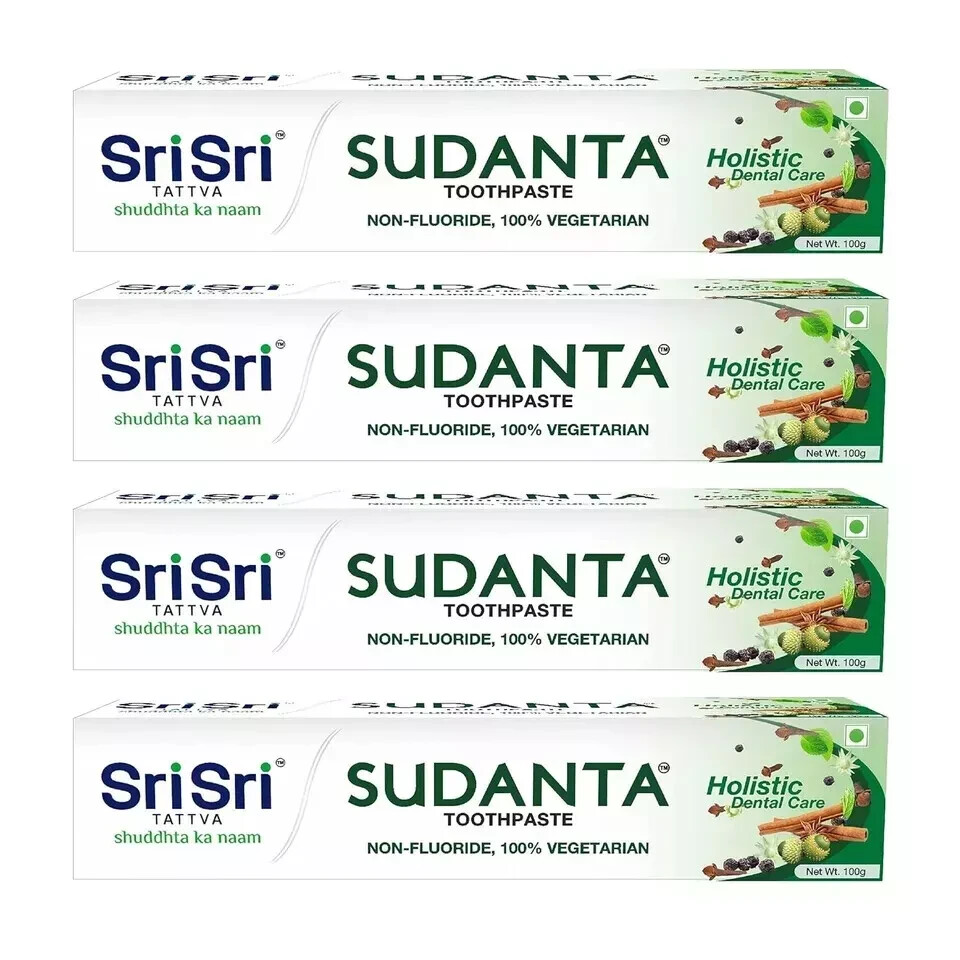 Sri Sri Tattva Sudanta Ayurvedic Herbal Toothpaste - 100g (Pack of 4) QUICK SHIP