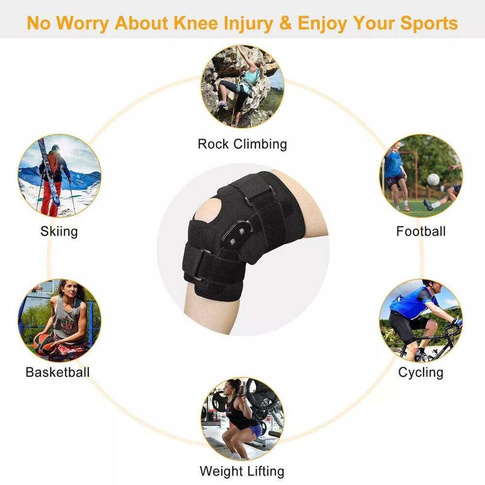 Hinged Knee Brace Compression Sleeve Joint Support Open Patella Stabilizer Wrap