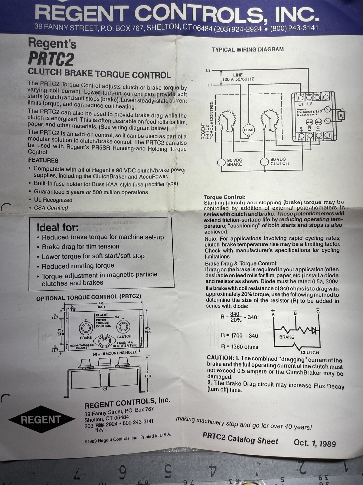 NEW! REGENT CONTROLS PRTC2 Torque Controller_WARRANTY_FAST SHIPPING!