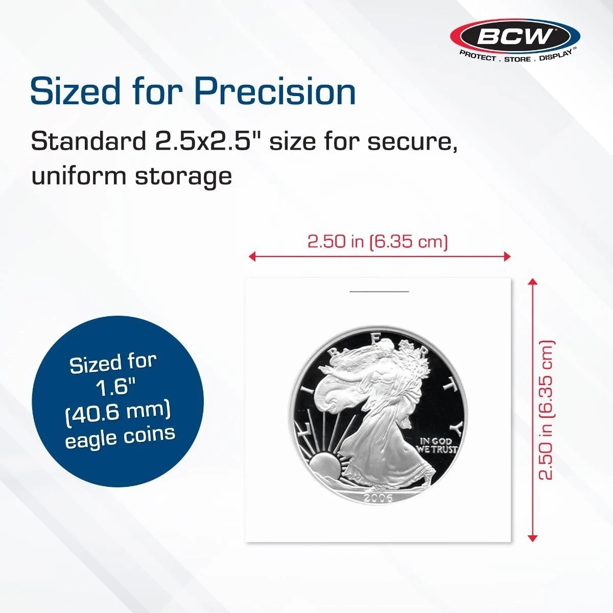 NEW (50 pk) BCW Coin Paper Flip- Eagle / Crown