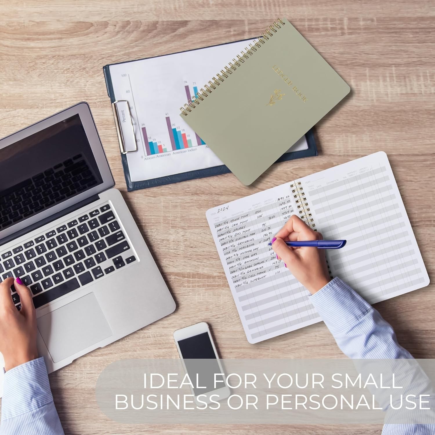 Easy to Use Accounting Ledger Book - The Perfect Expense Tracker Notebook